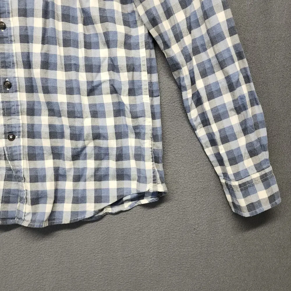 Banana Republic Shirt Mens Medium Blue Plaid Luxe Flannel Long Sleeve Button Up